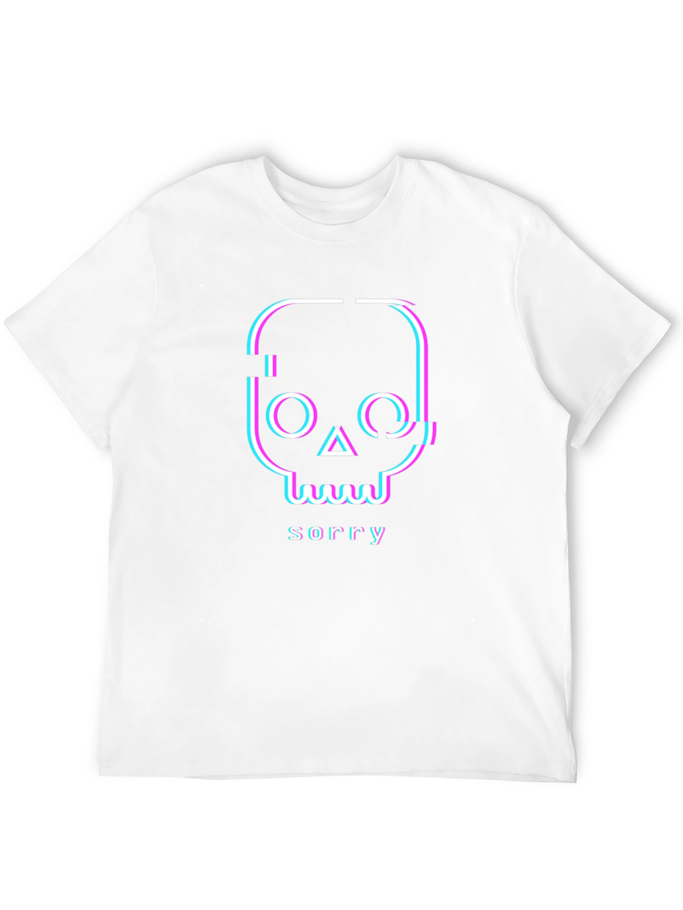 Glitch Skull Sorry T-Shirt - Unique Graphic Tee