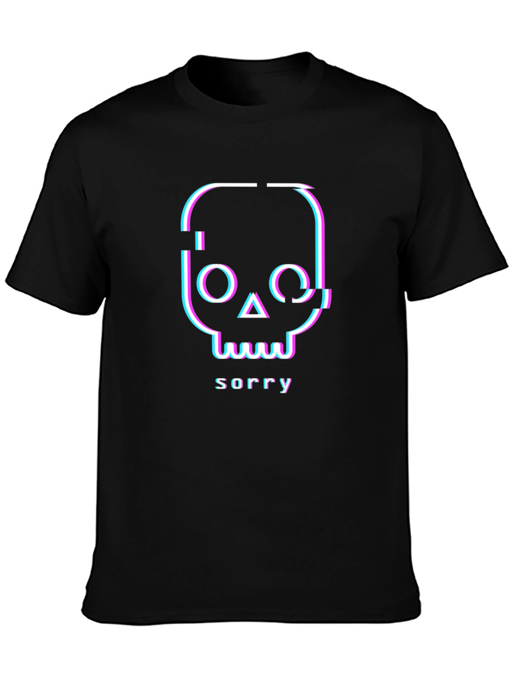 Glitch Skull Sorry T-Shirt - Unique Graphic Tee