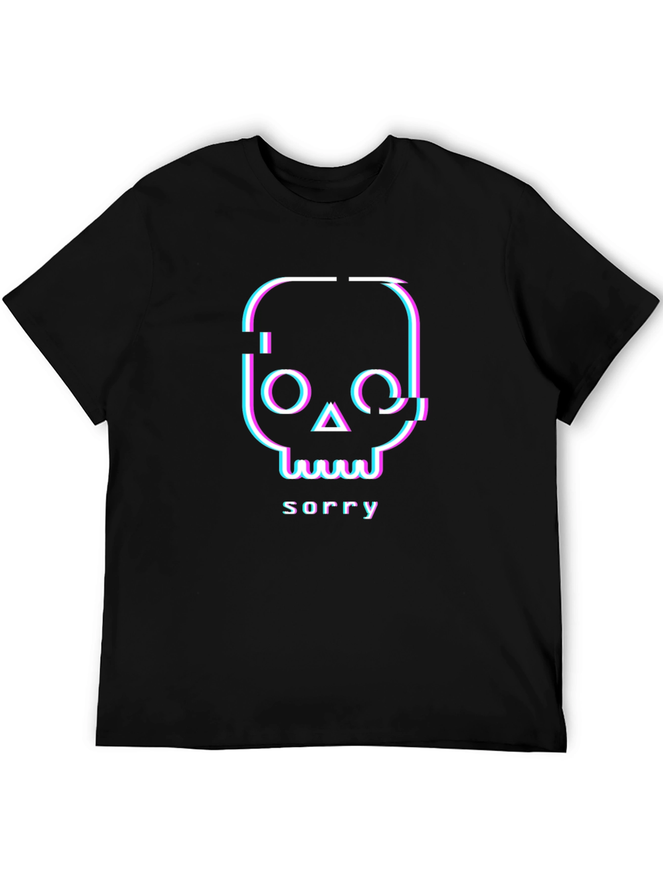 Glitch Skull Sorry T-Shirt - Unique Graphic Tee