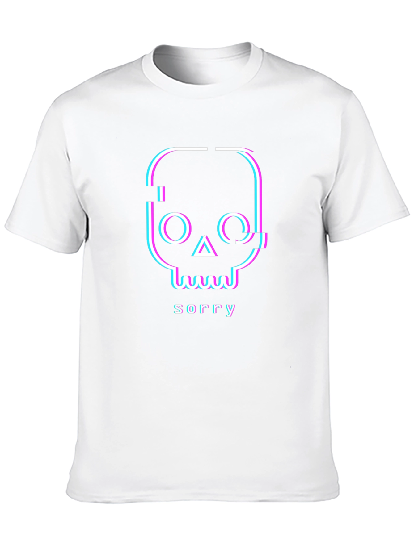 Glitch Skull Sorry T-Shirt - Unique Graphic Tee