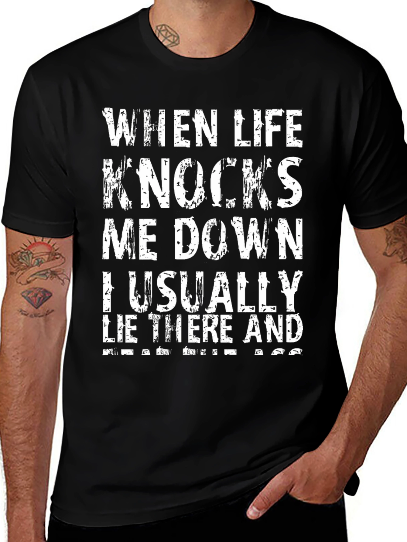 Funny Graphic Tee - When Life Knocks Me Down T-Shirt