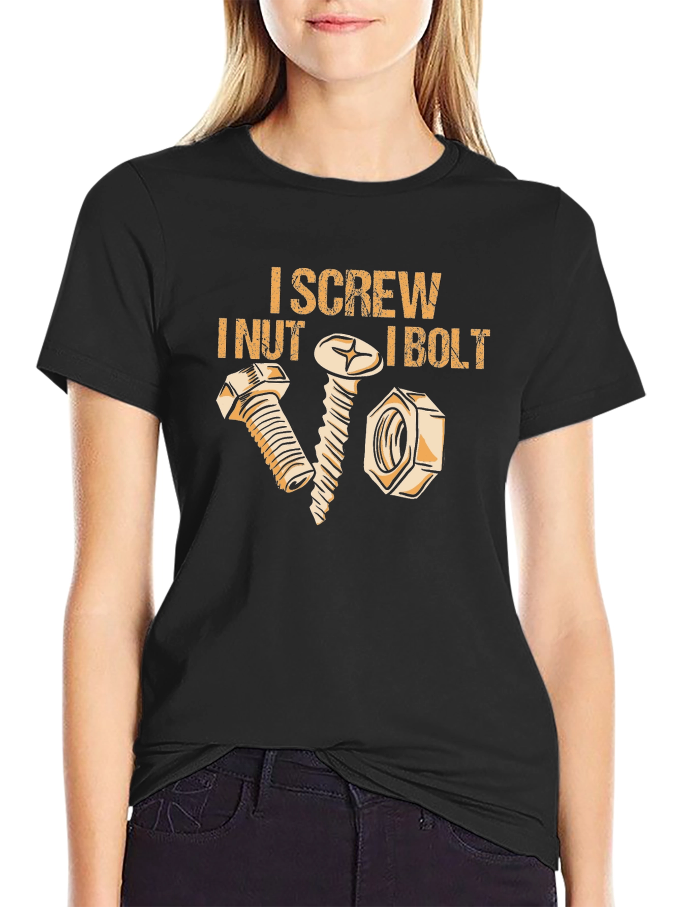 I Screw I Nut I Bolt Graphic Tee - Black Cotton T-Shirt