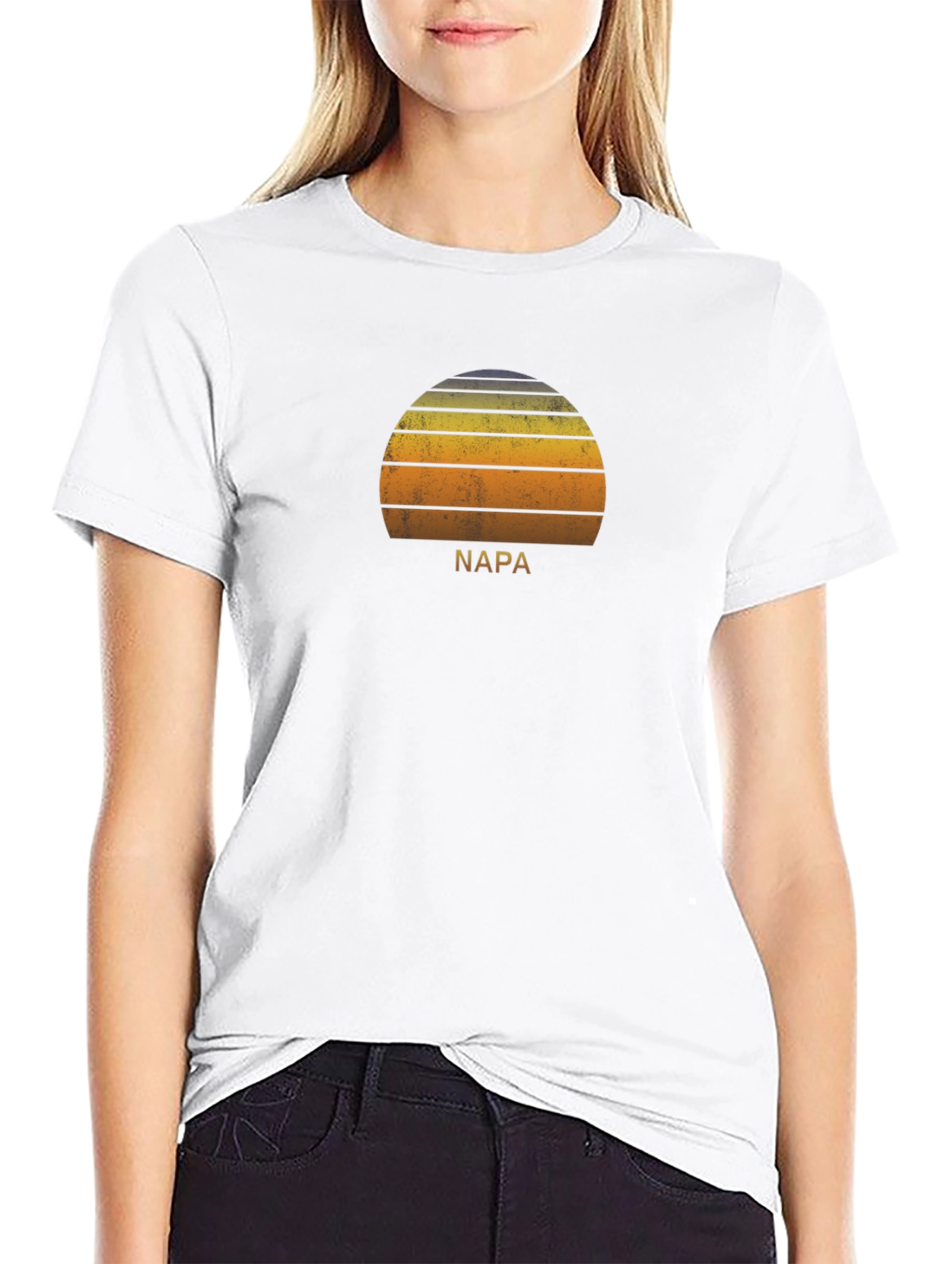 Napa Sunset Graphic Tee - Retro Style Black T-Shirt