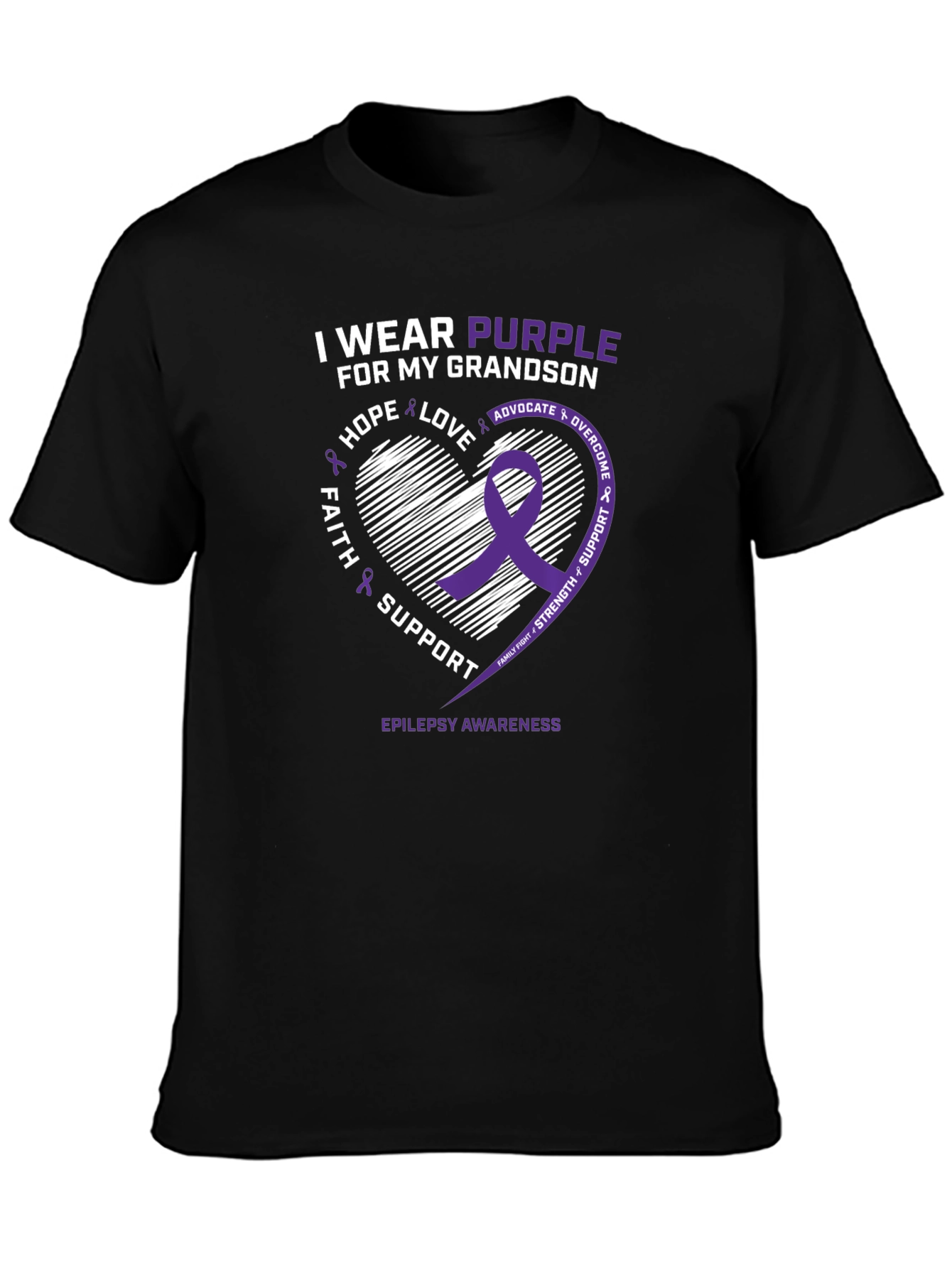 Purple Epilepsy Awareness T-Shirt - Grandson Support