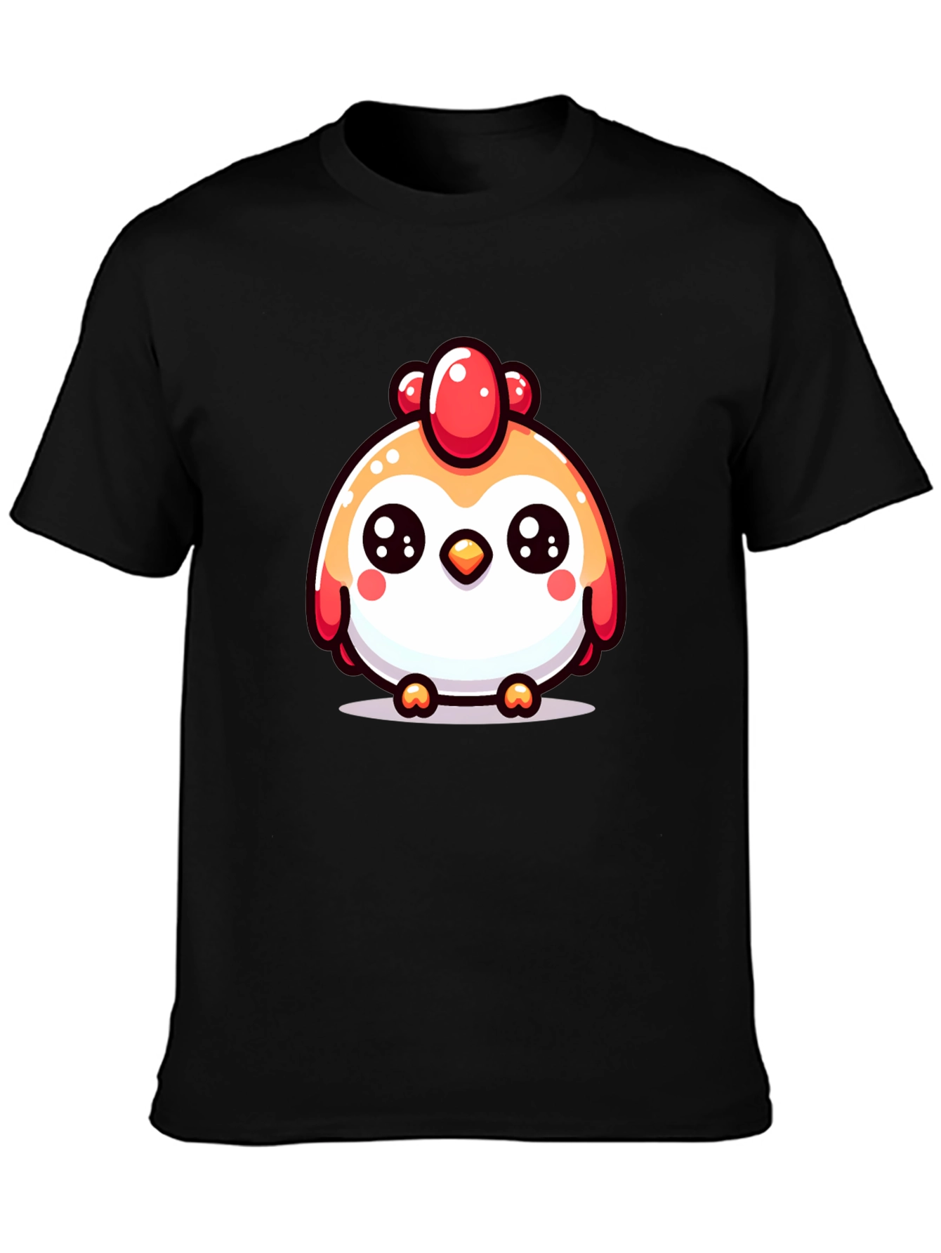 Cute Chicken Graphic Black T-Shirt