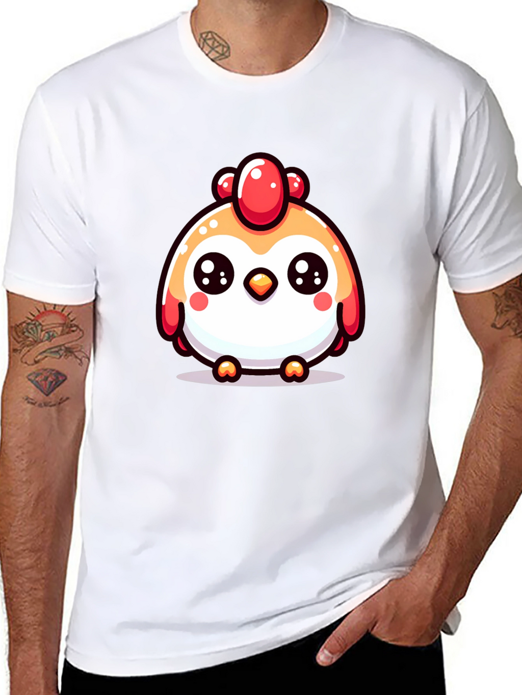 Cute Chicken Graphic Black T-Shirt