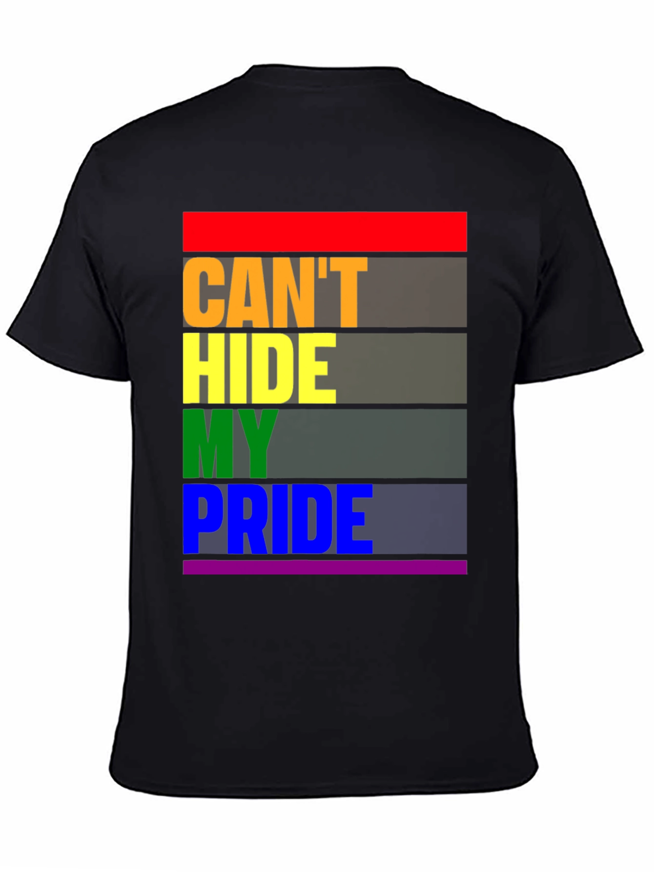 Pride Month T-Shirt - Cant Hide My Pride - Rainbow Stripes