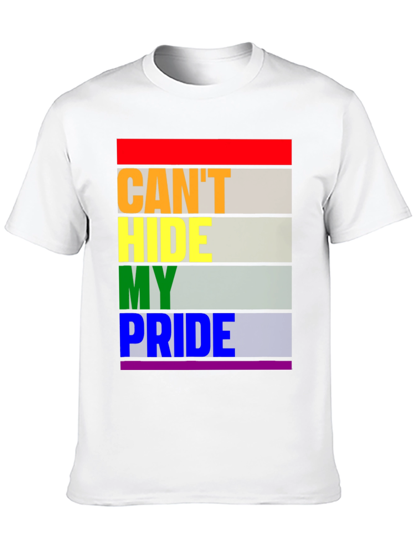 Pride Month T-Shirt - Cant Hide My Pride - Rainbow Stripes