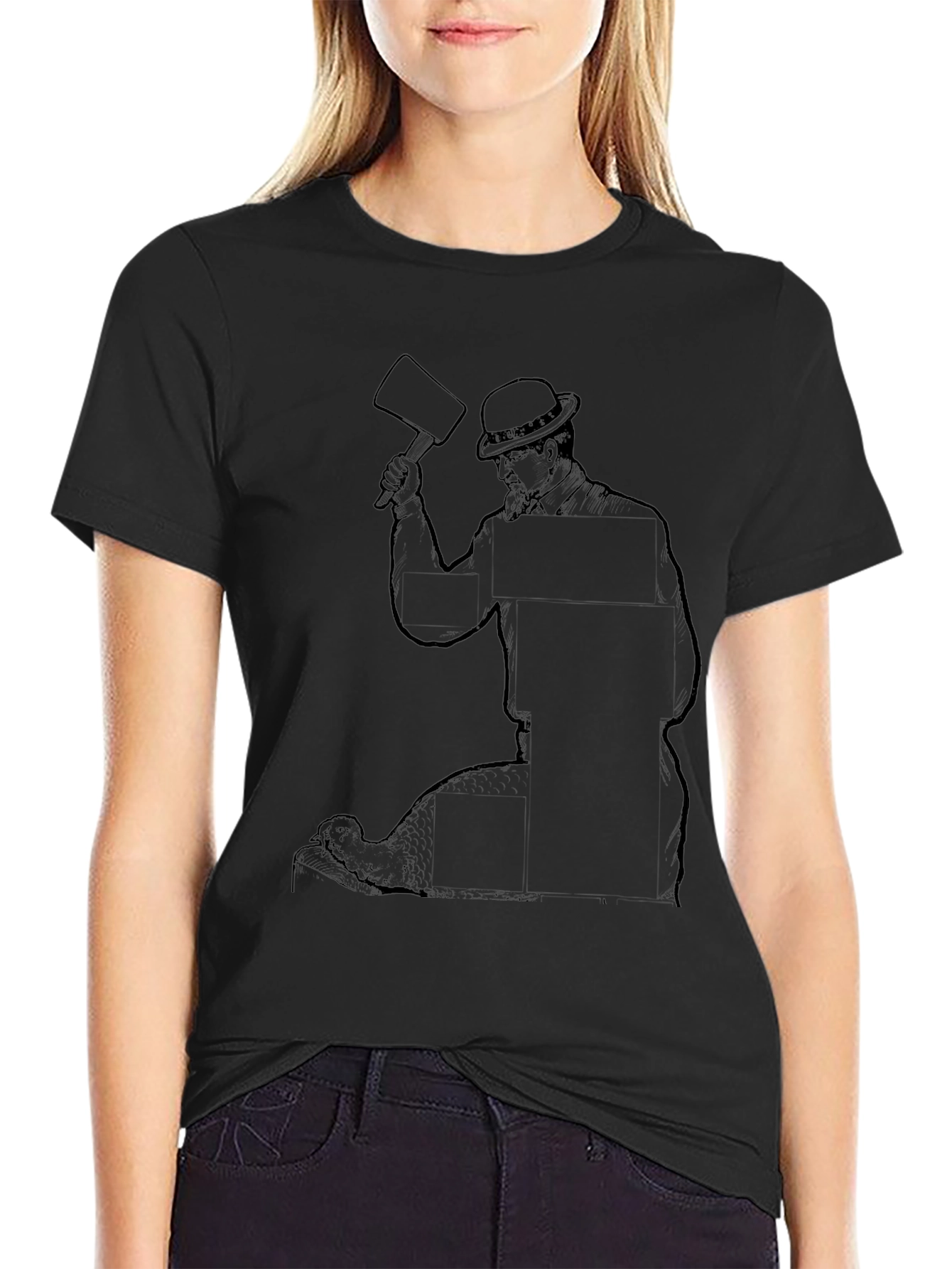 Black T-Shirt with Stone Carver Design