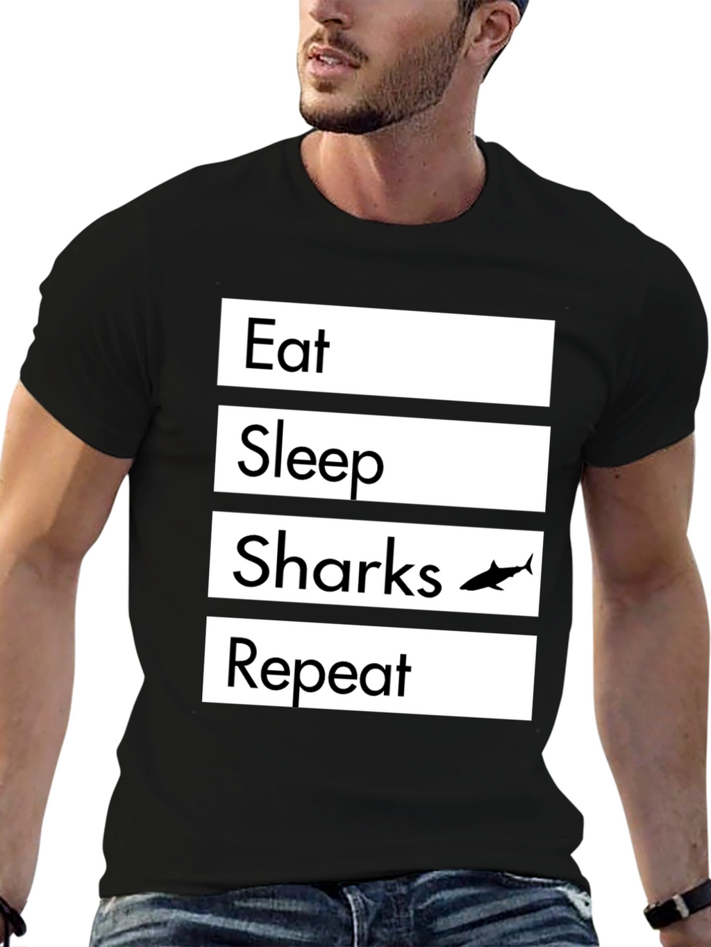 Eat Sleep Sharks Repeat Graphic T-Shirt