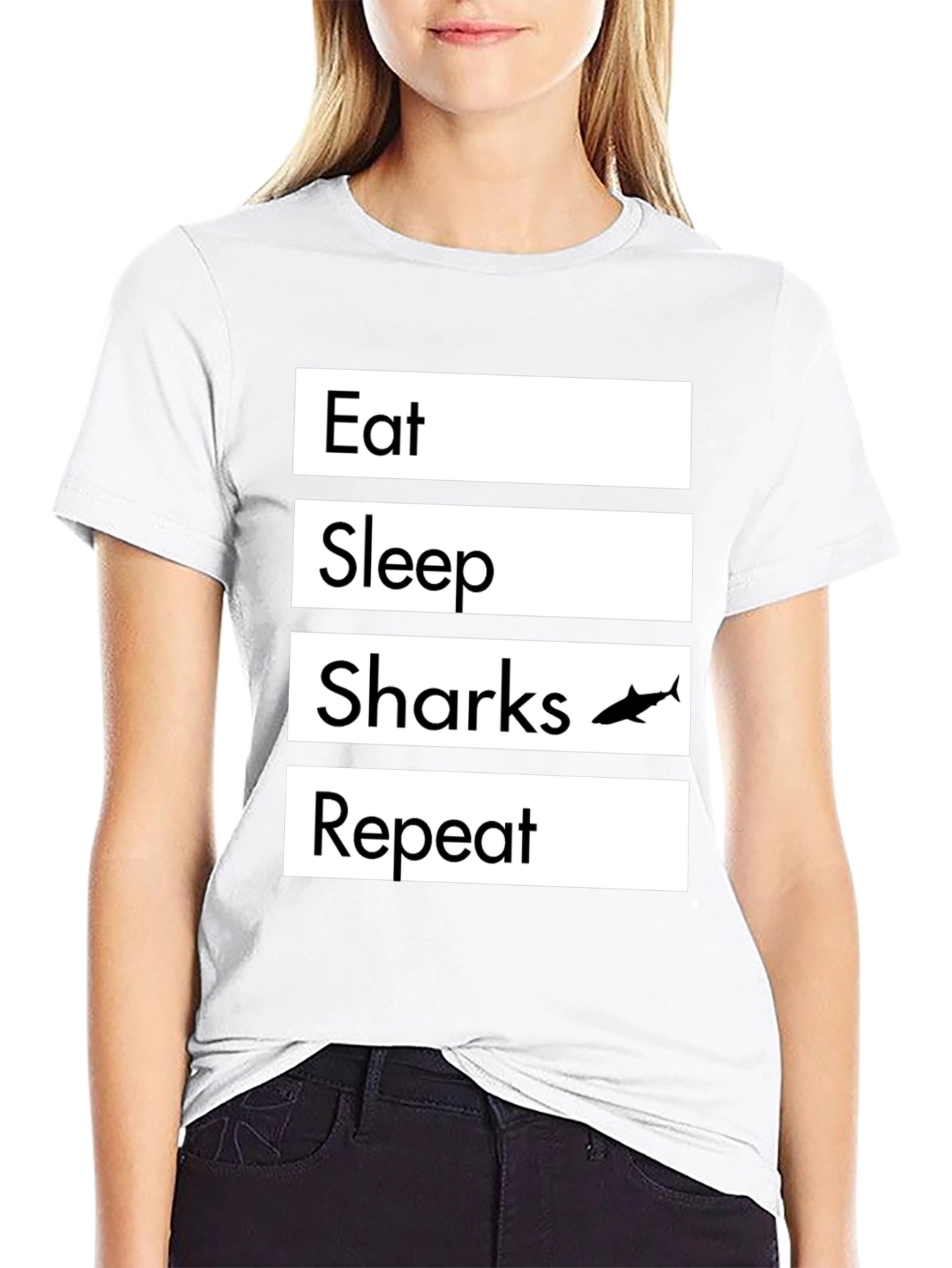 Eat Sleep Sharks Repeat Graphic T-Shirt