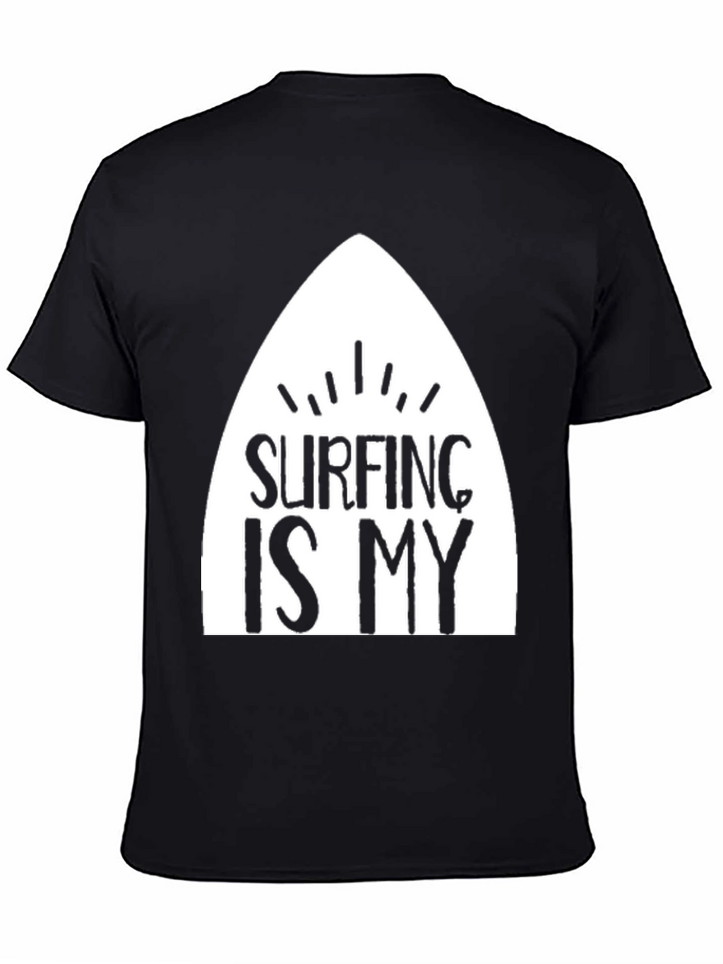 Surfing Is My T-Shirt - Black Cotton Surfboard Tee