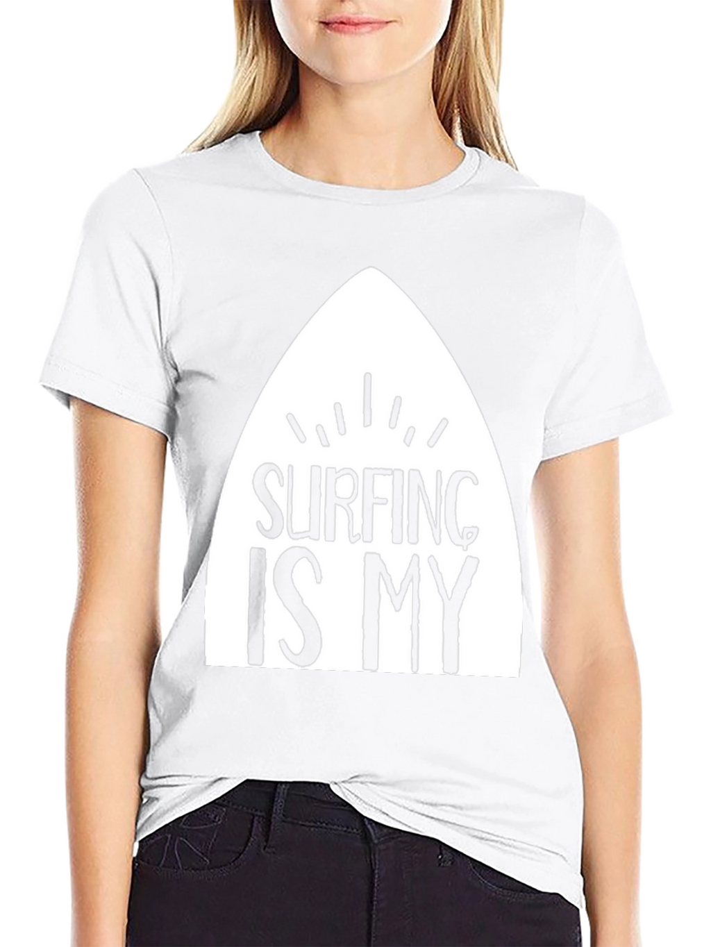 Surfing Is My T-Shirt - Black Cotton Surfboard Tee