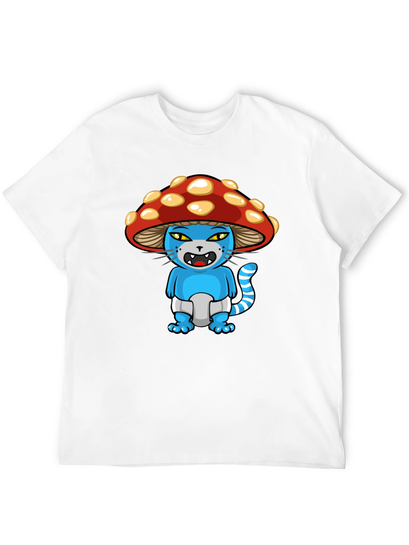 Mushroom Cat Cartoon Graphic T-Shirt