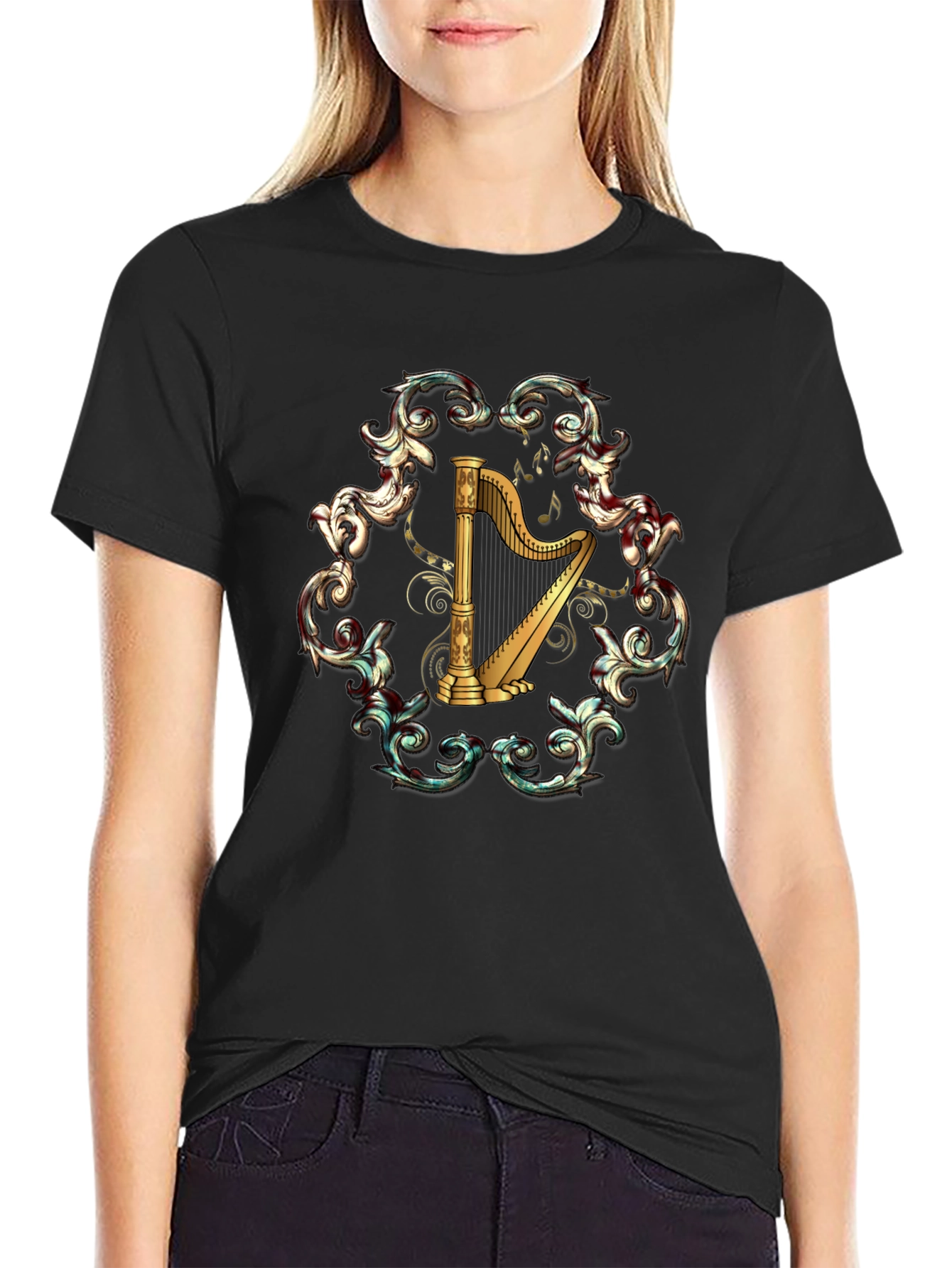 Harp Music T-Shirt - Classic Instrument Design