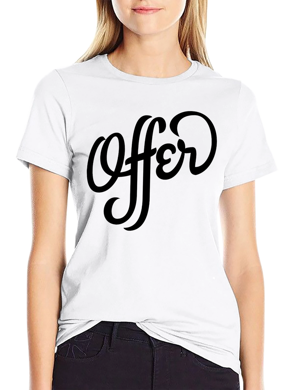 Offer Black Crew Neck T-Shirt