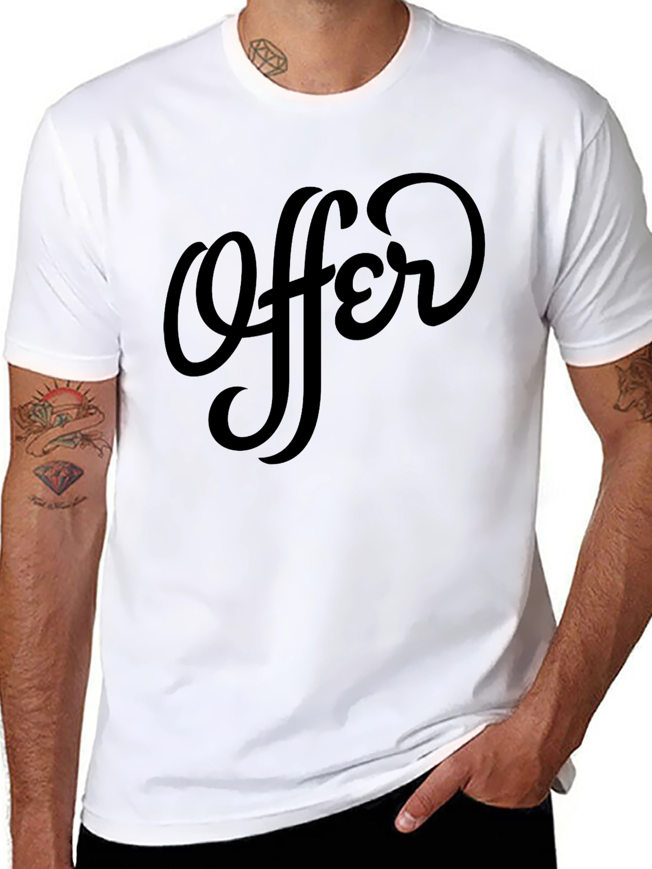 Offer Black Crew Neck T-Shirt