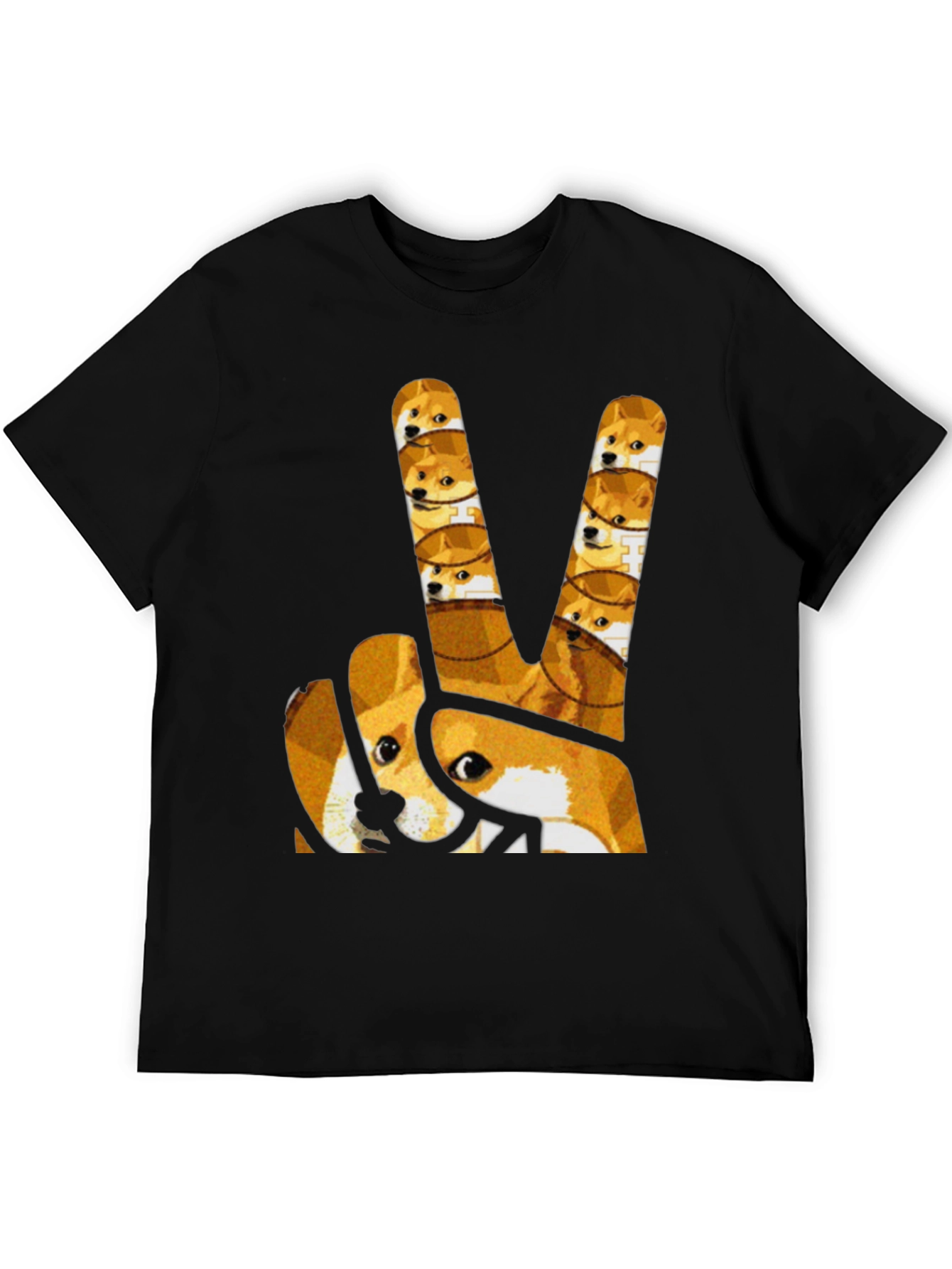 Doge Peace Sign Graphic Tee - Black