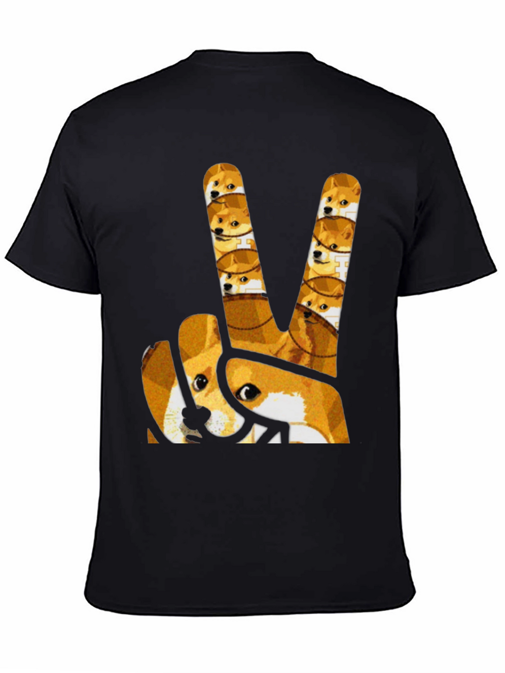 Doge Peace Sign Graphic Tee - Black