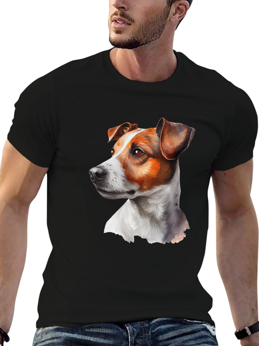 Dog Portrait Graphic Tee - Black