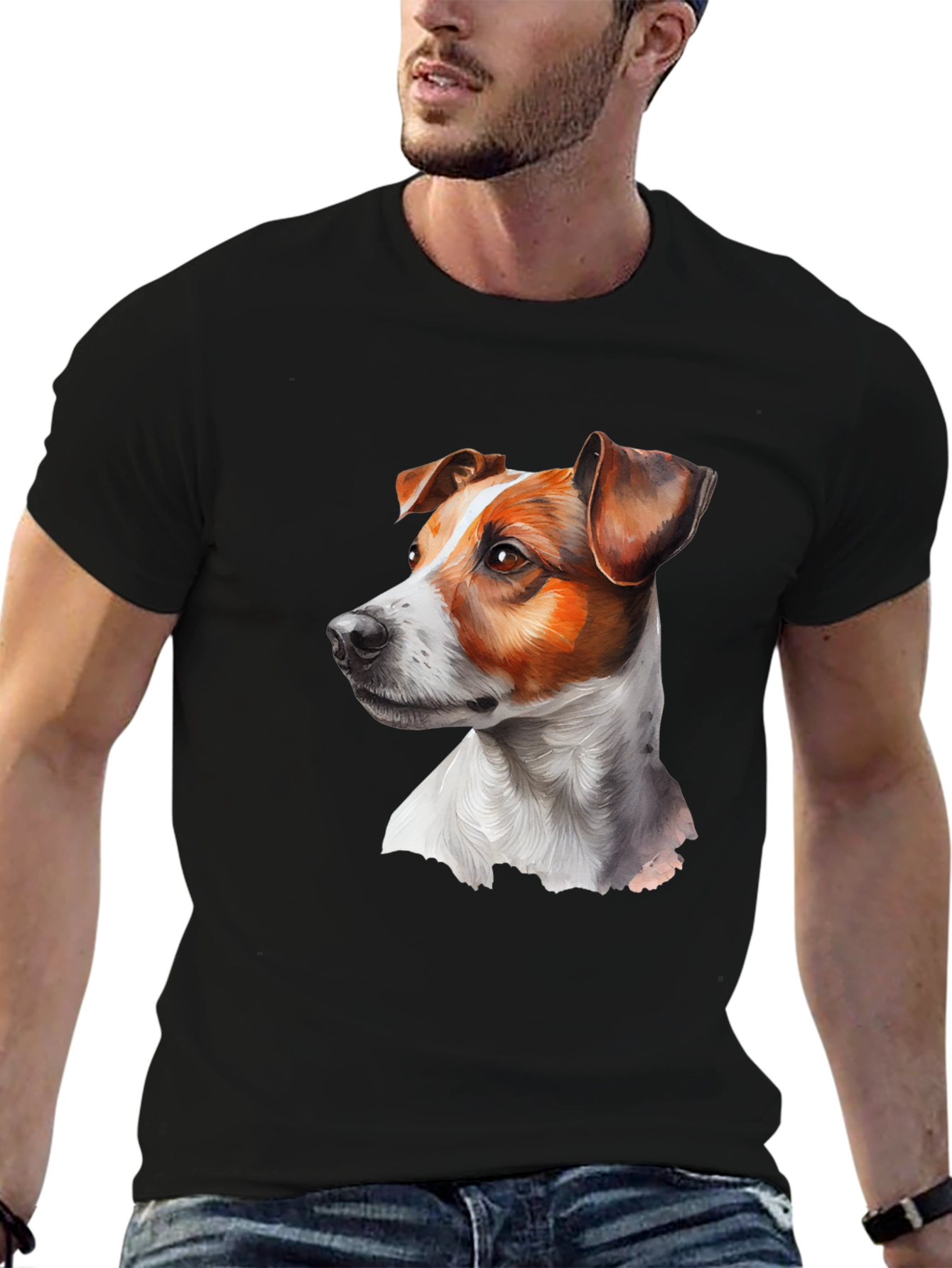 Dog Portrait Graphic Tee - Black