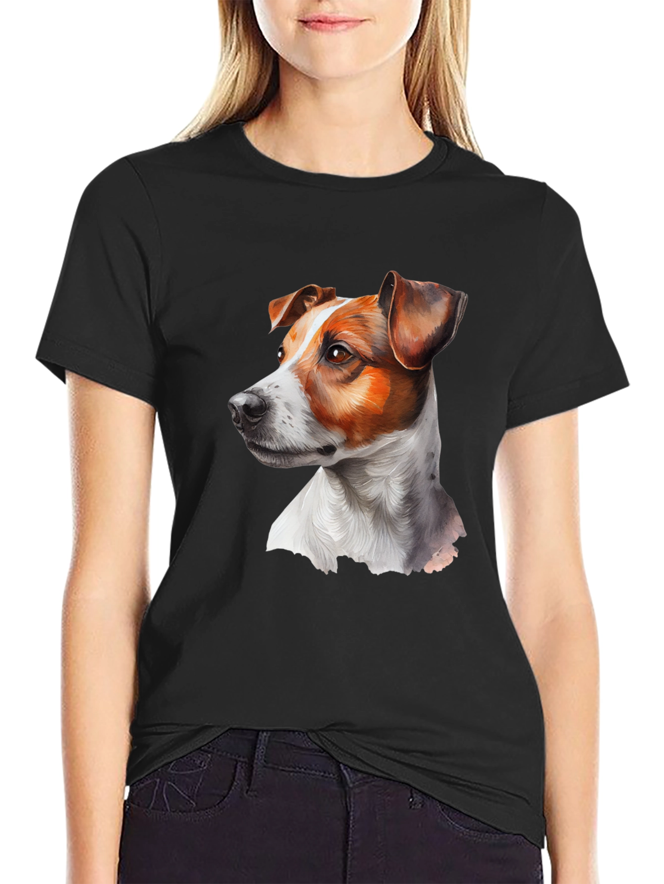 Dog Portrait Graphic Tee - Black