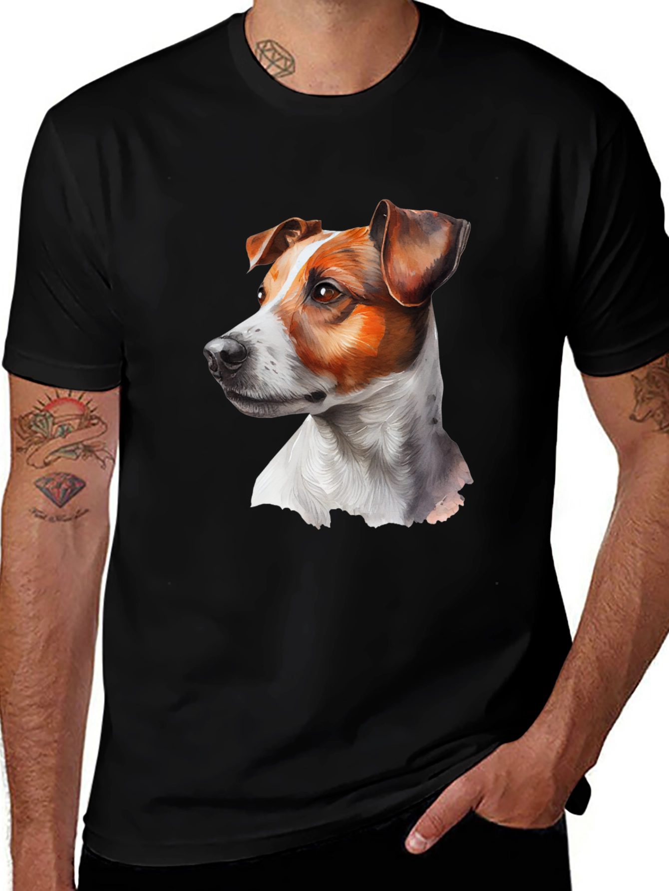 Dog Portrait Graphic Tee - Black