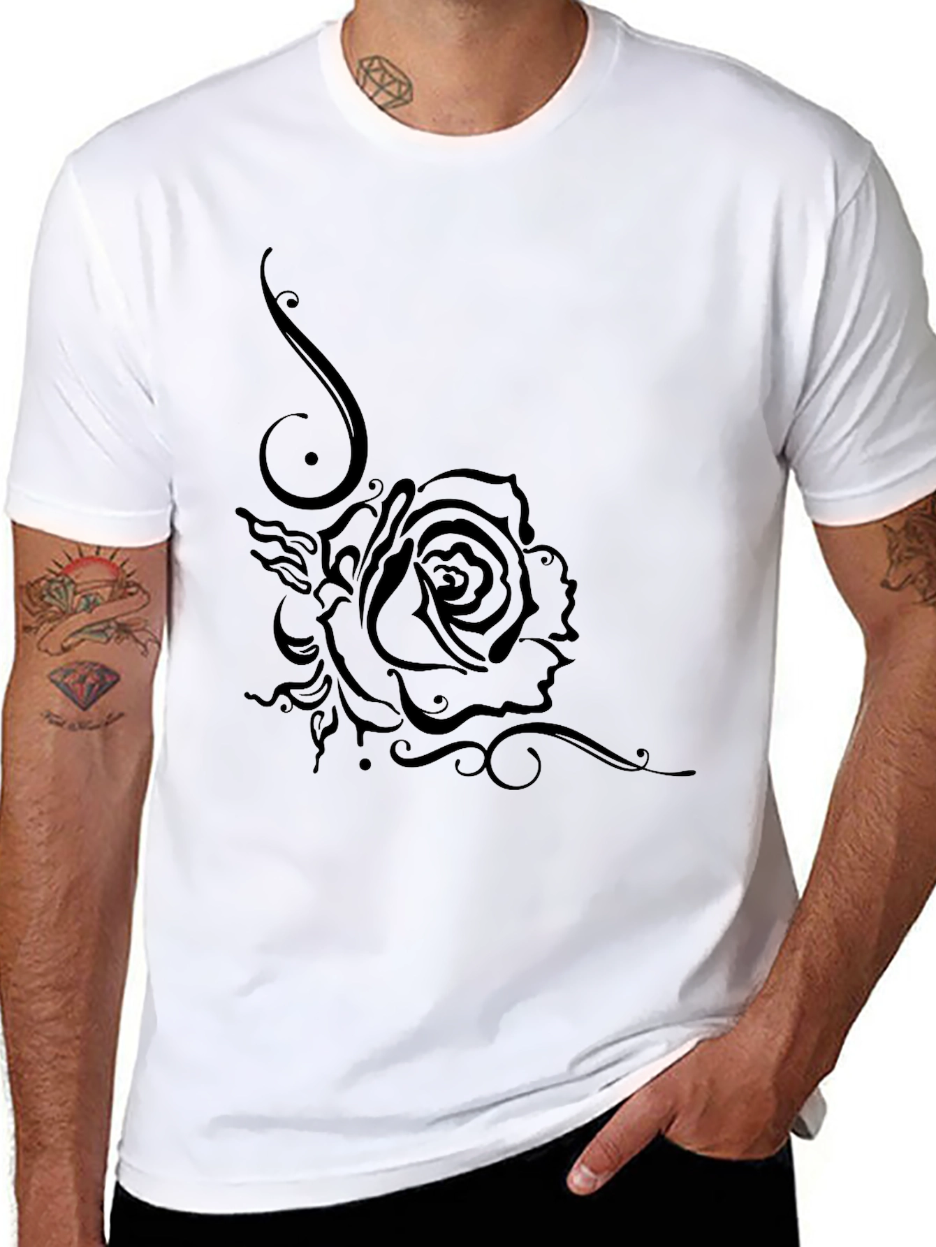 Black Rose Graphic T-Shirt - Casual Style