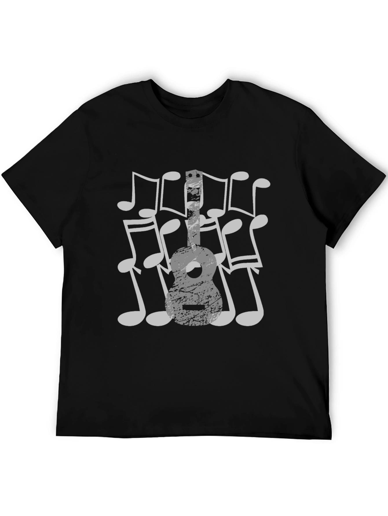 Musical Guitar T-Shirt - Black Cotton Tee for Music Lovers
