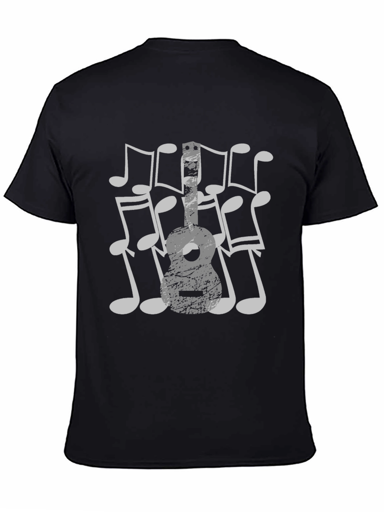 Musical Guitar T-Shirt - Black Cotton Tee for Music Lovers