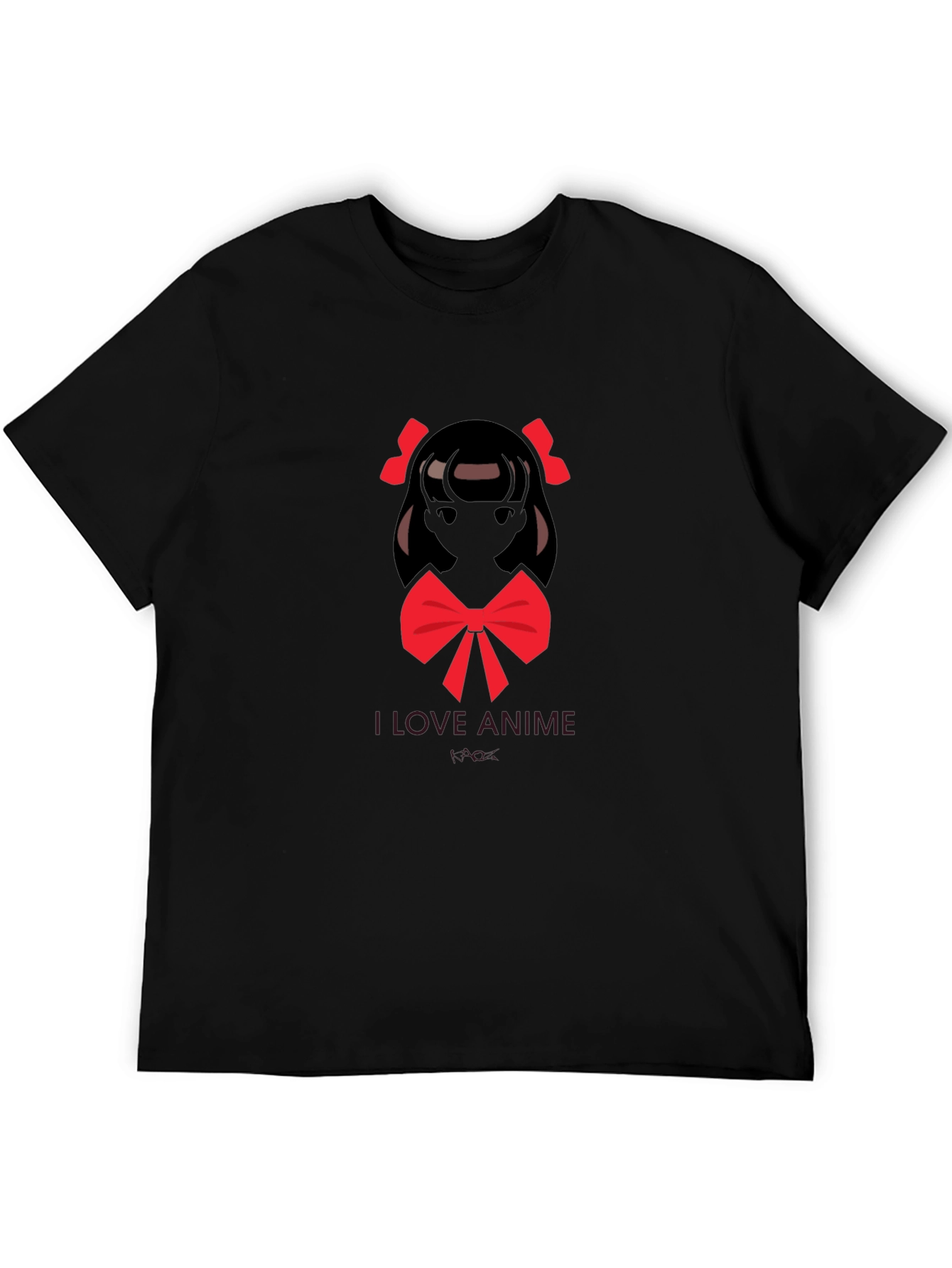 I Love Anime Graphic Black T-Shirt