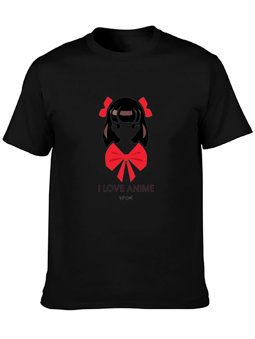 I Love Anime Graphic Black T-Shirt