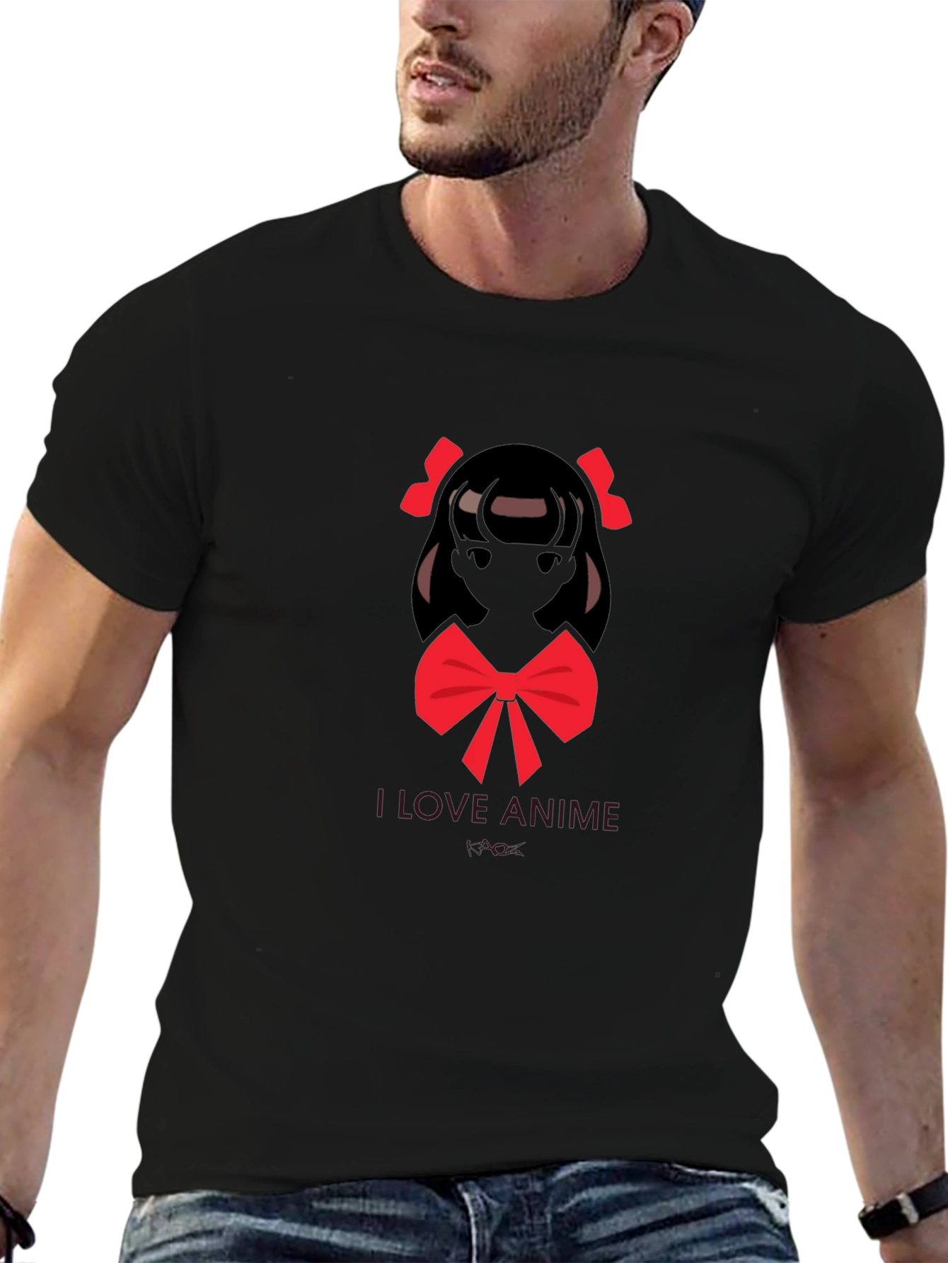 I Love Anime Graphic Black T-Shirt
