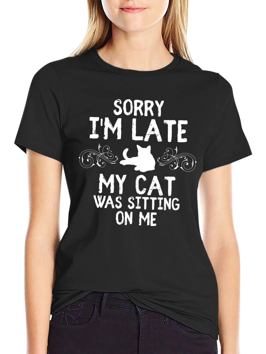 Funny Cat Sitting On Me Graphic Tee