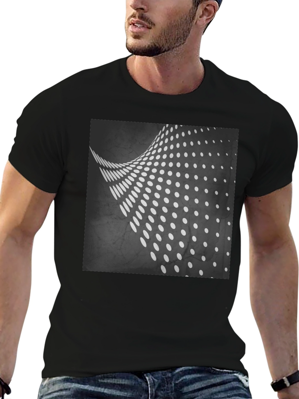 Abstract Dot Wave Black T-Shirt