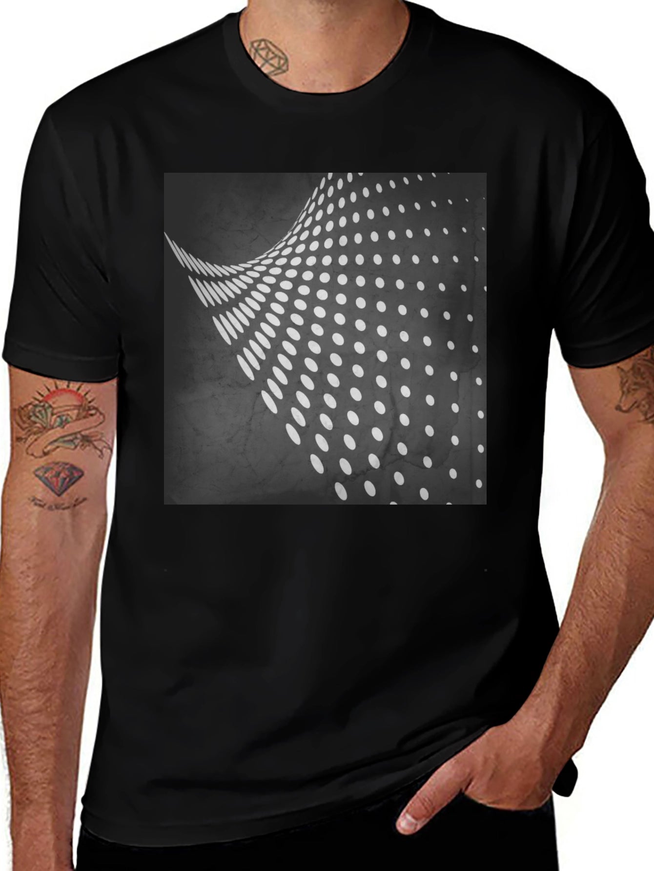 Abstract Dot Wave Black T-Shirt