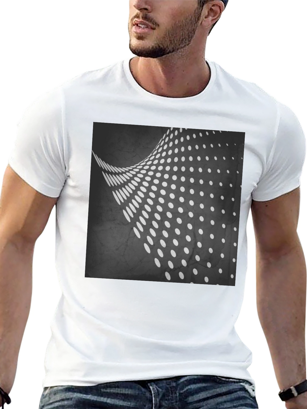 Abstract Dot Wave Black T-Shirt
