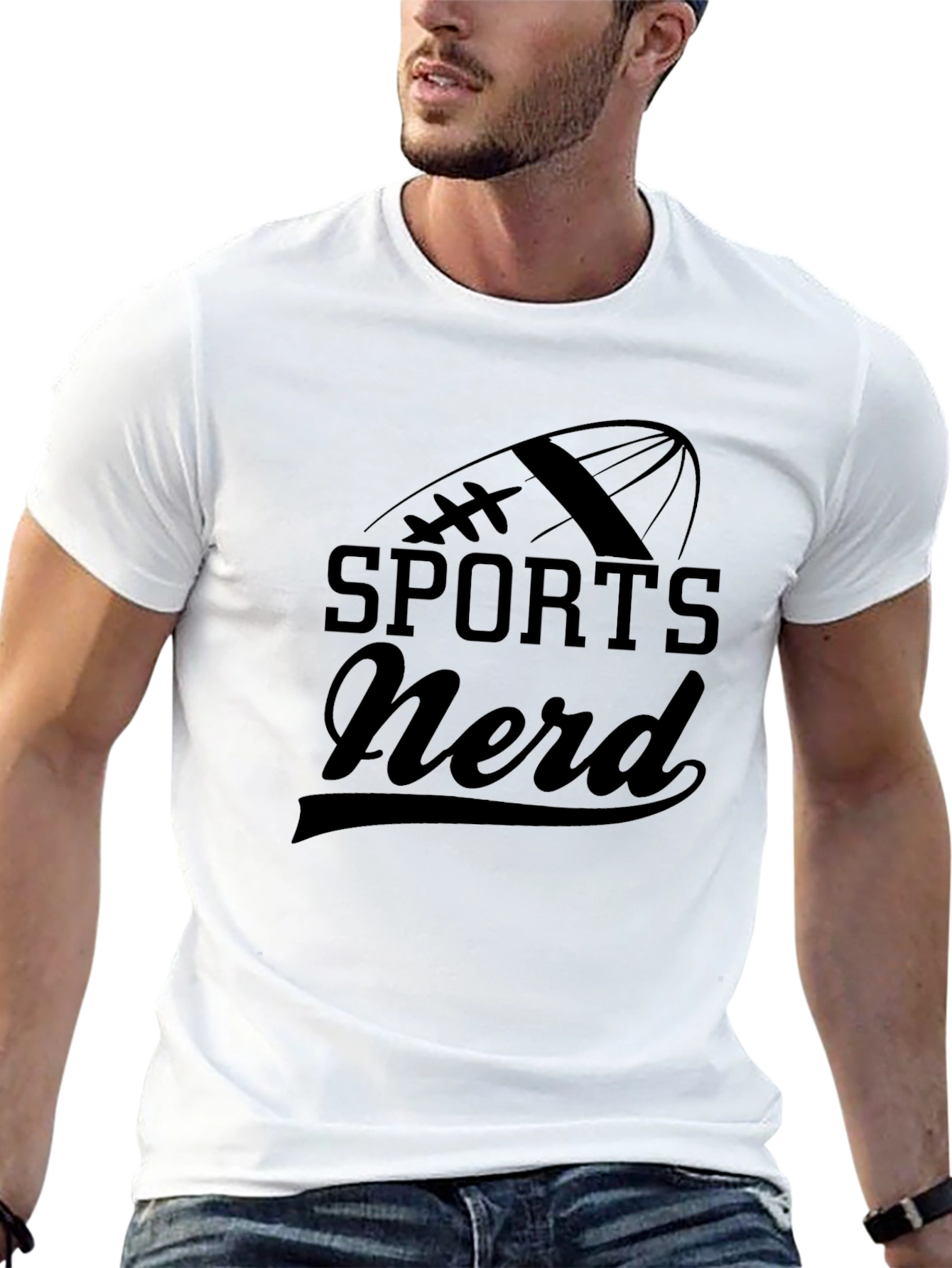 Sports Nerd Graphic T-Shirt - Black Cotton Tee