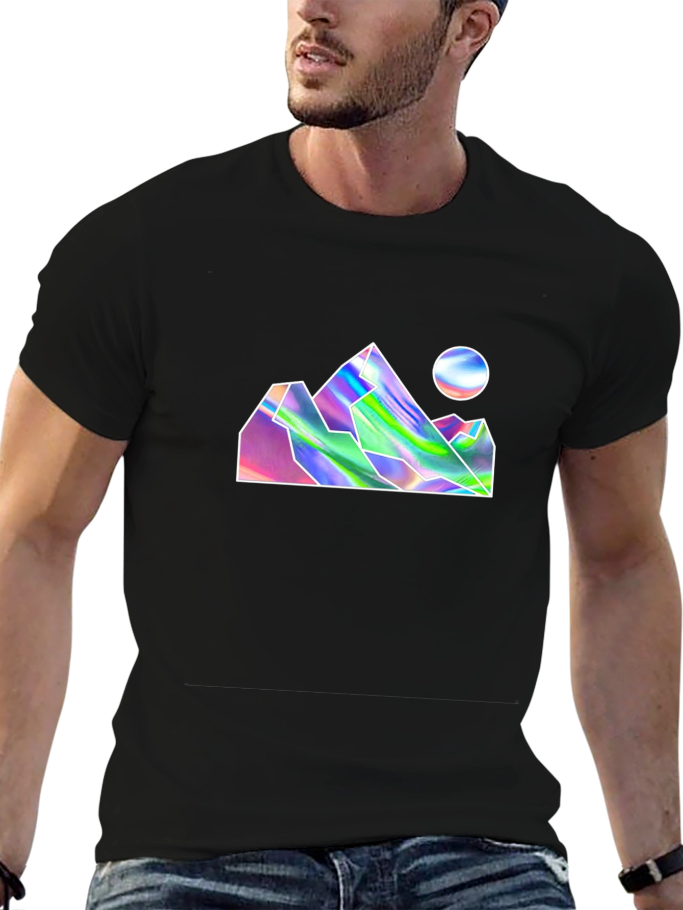 Holographic Mountains Black T-Shirt