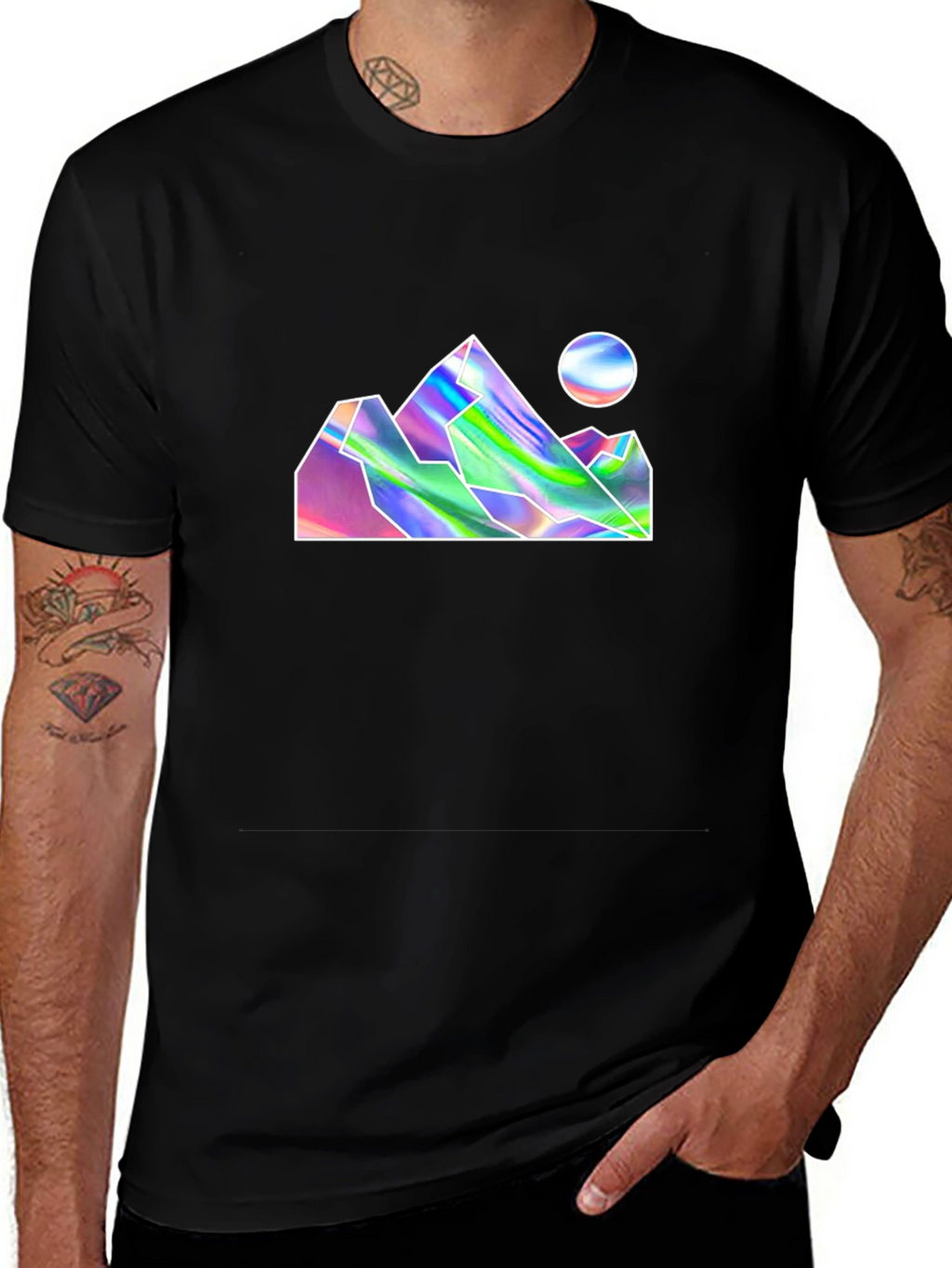 Holographic Mountains Black T-Shirt
