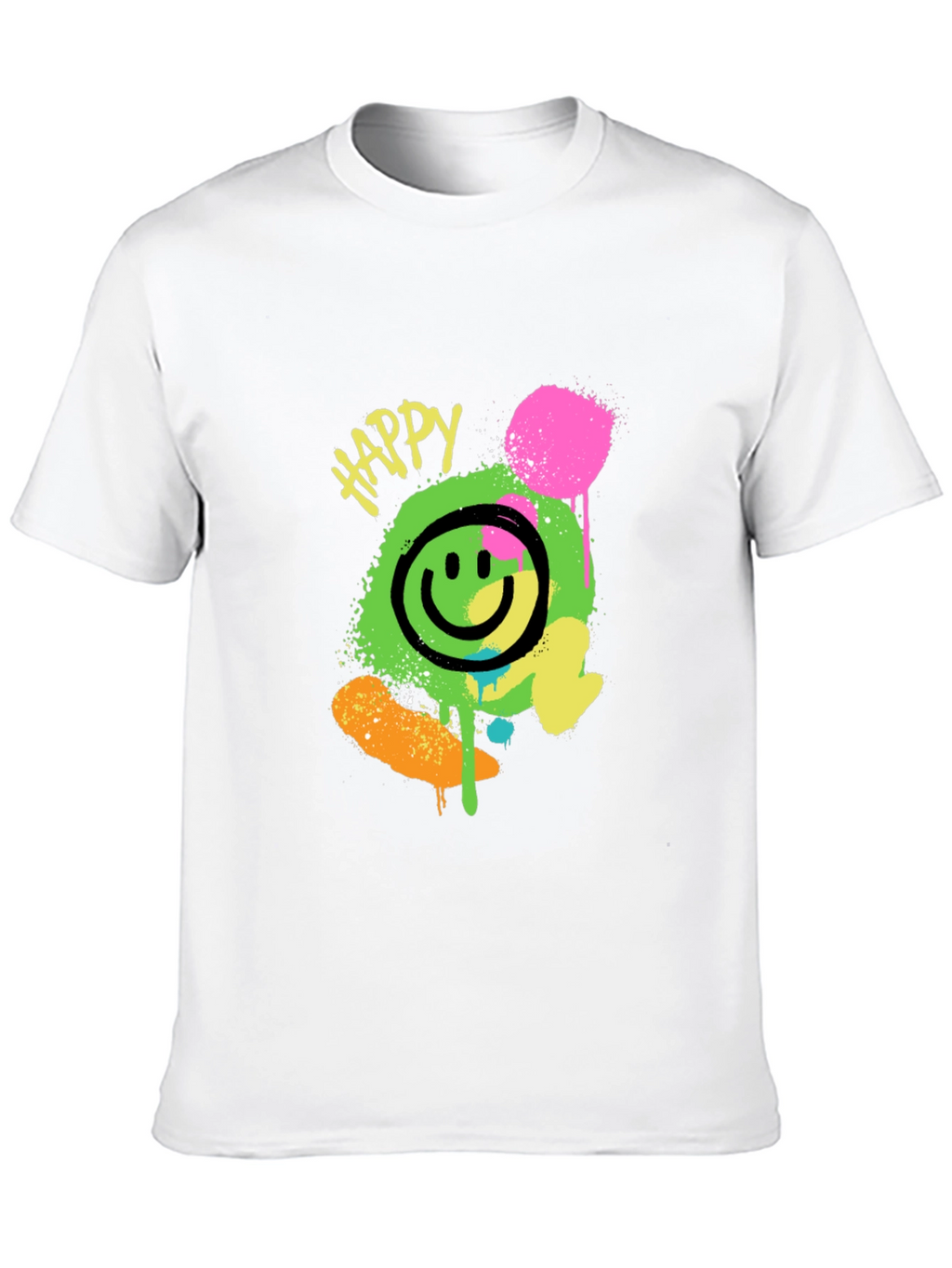 Happy Graphic Print Black T-Shirt