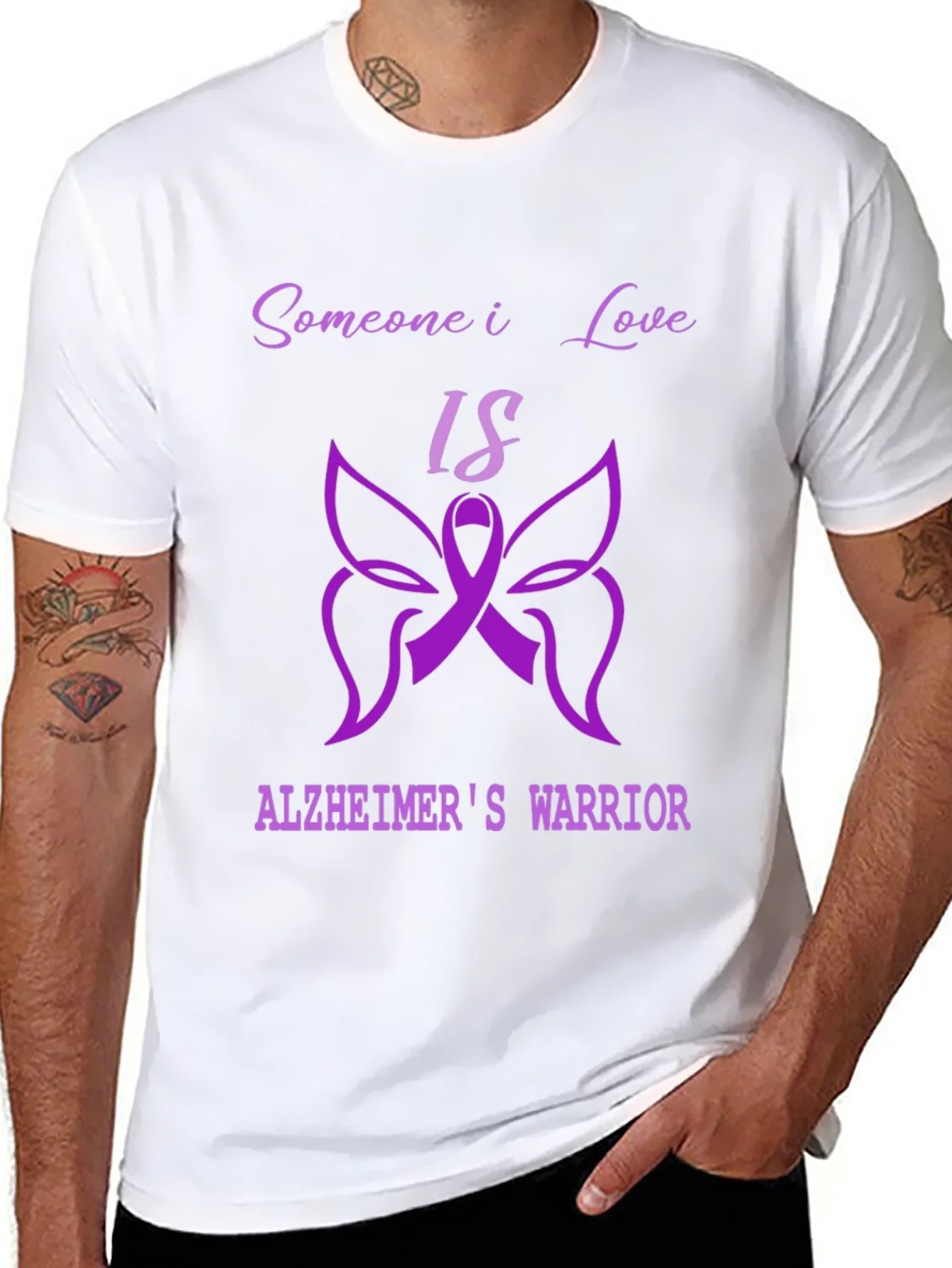 Alzheimers Warrior T-Shirt - Purple Ribbon Design