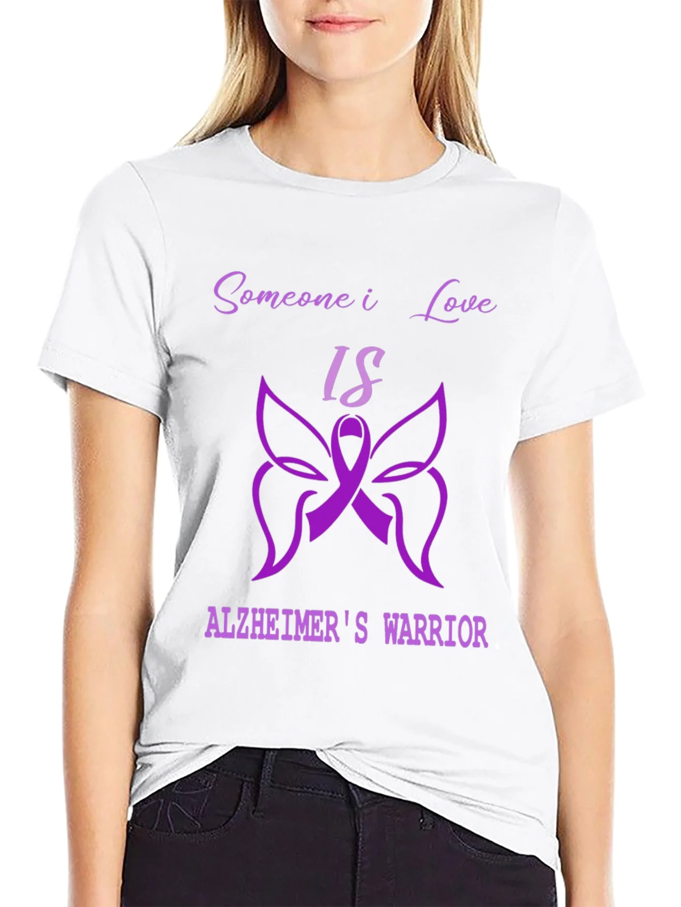 Alzheimers Warrior T-Shirt - Purple Ribbon Design