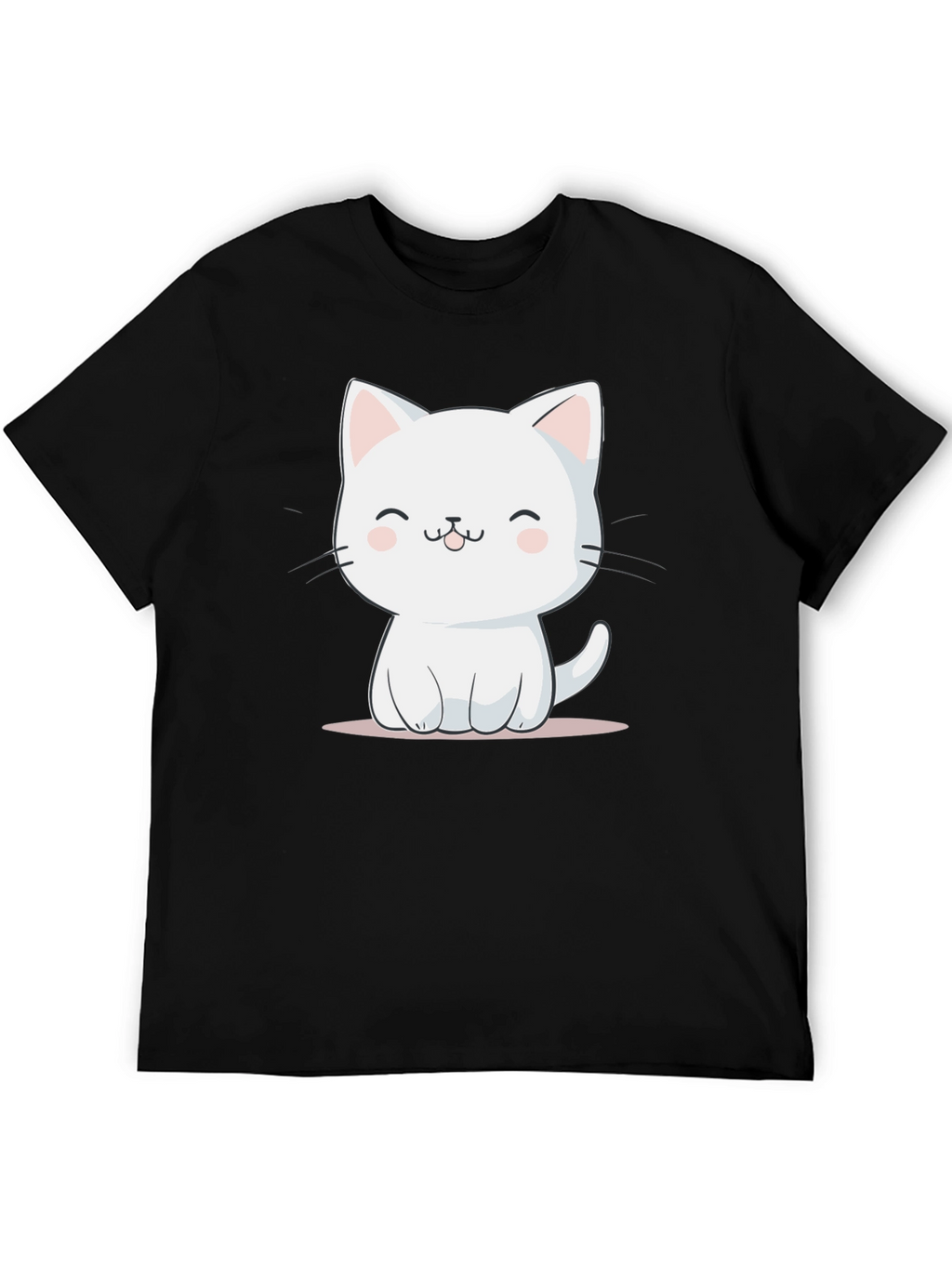 Cute Cartoon Cat Graphic Print Black T-Shirt