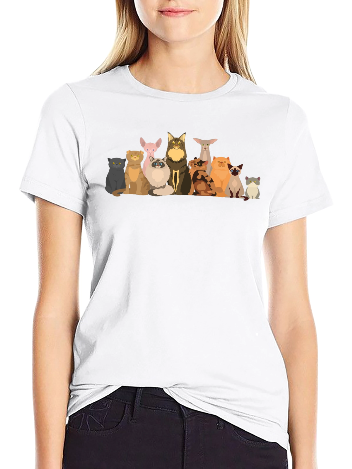 Cartoon Cats Black T-Shirt
