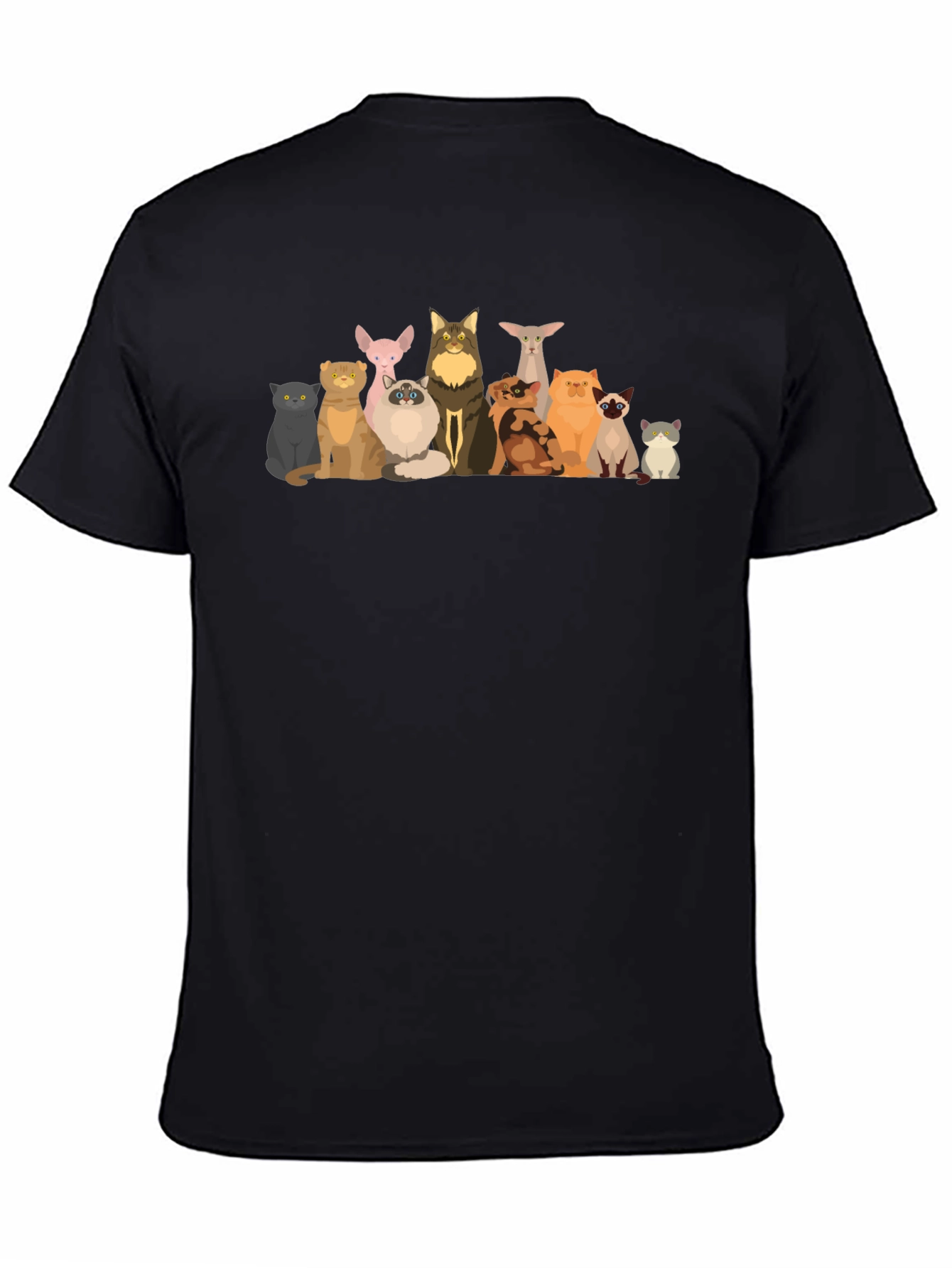 Cartoon Cats Black T-Shirt