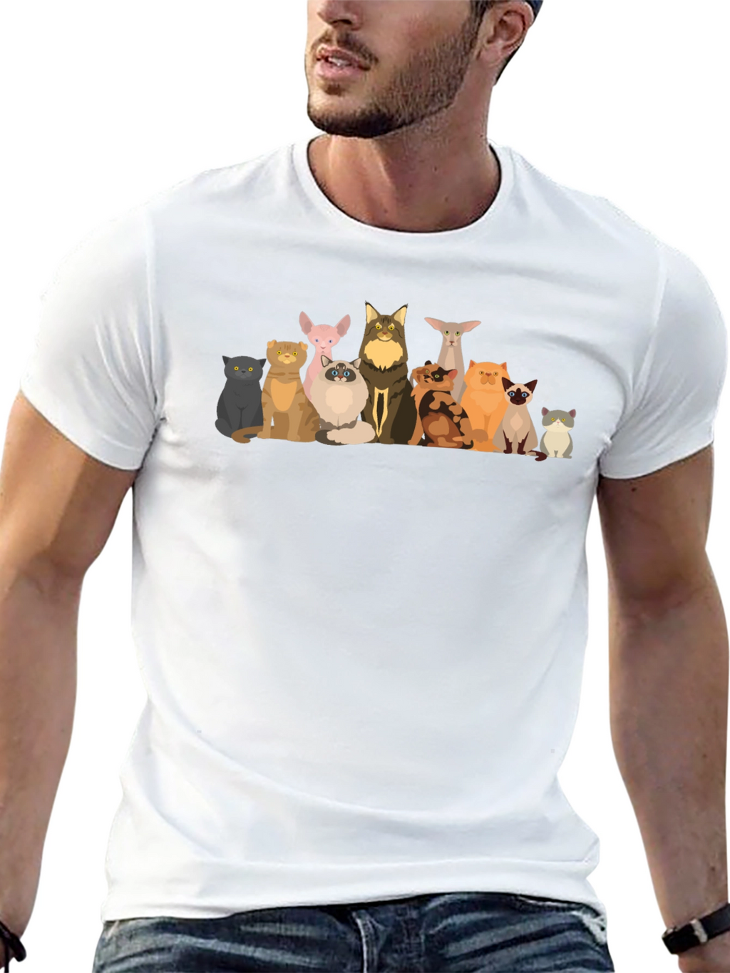 Cartoon Cats Black T-Shirt