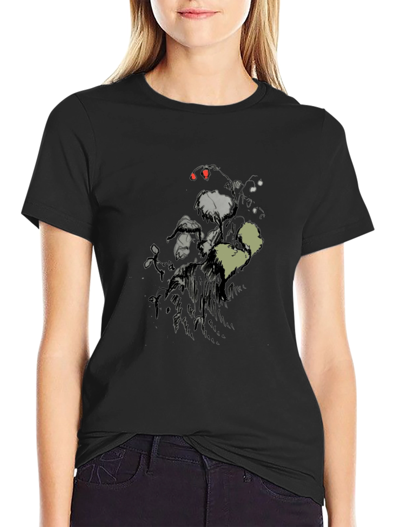 Mens Black Graphic Print Short Sleeve T-Shirt