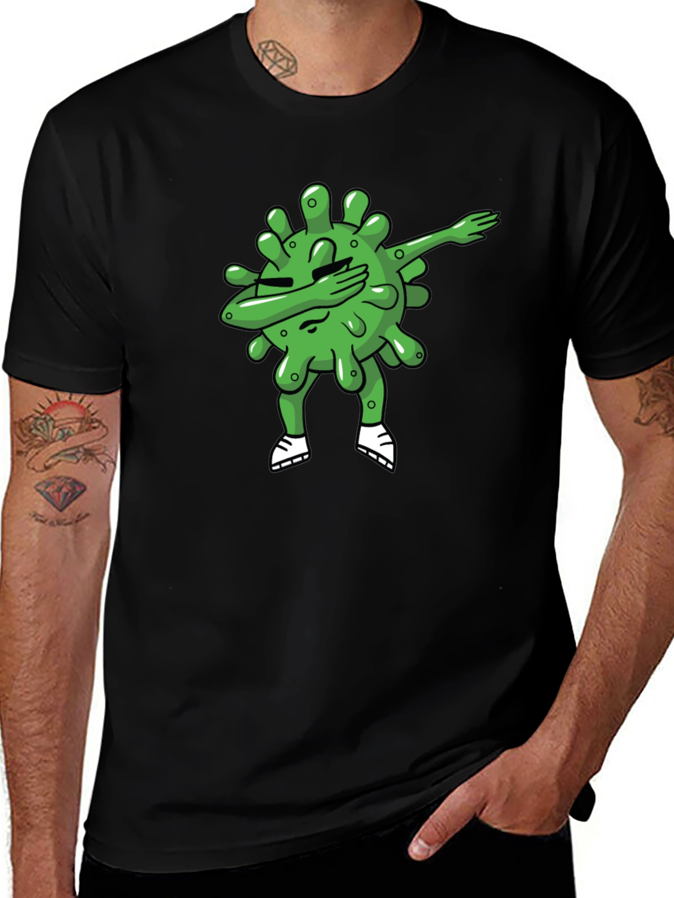 Dabbing Coronavirus T-Shirt - Black Cotton Tee