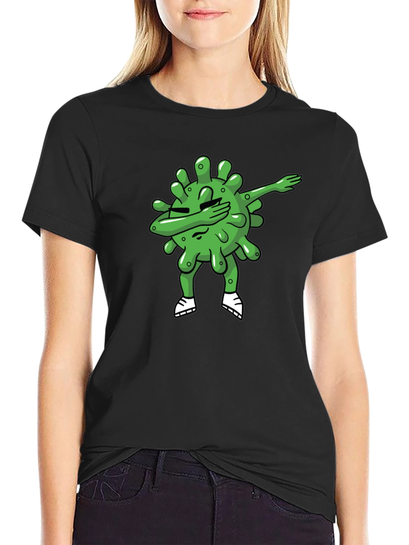 Dabbing Coronavirus T-Shirt - Black Cotton Tee